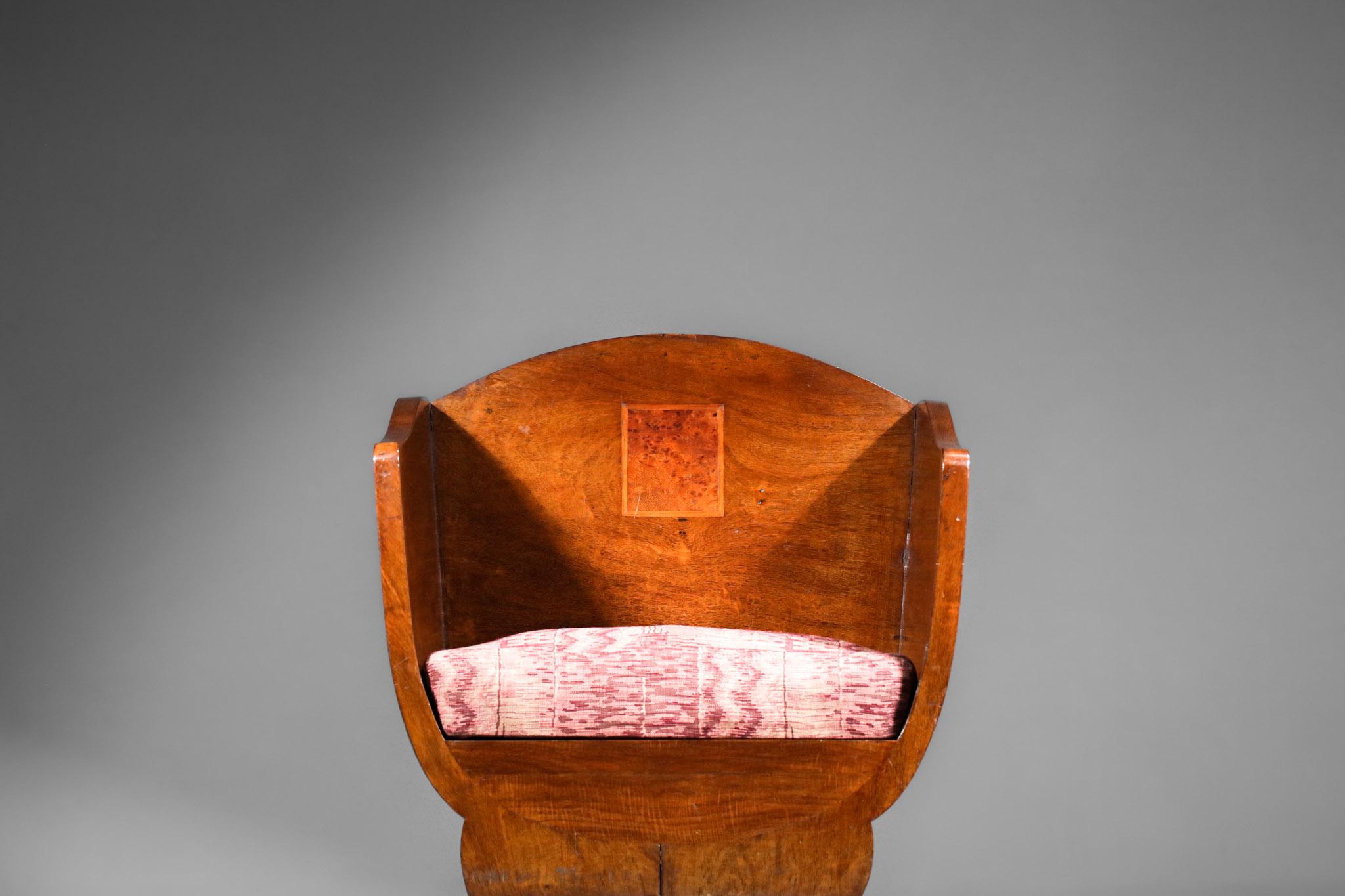 40's French Art Deco Armchair in Exotic Wood in Style of Pierre Chareau, F599 2