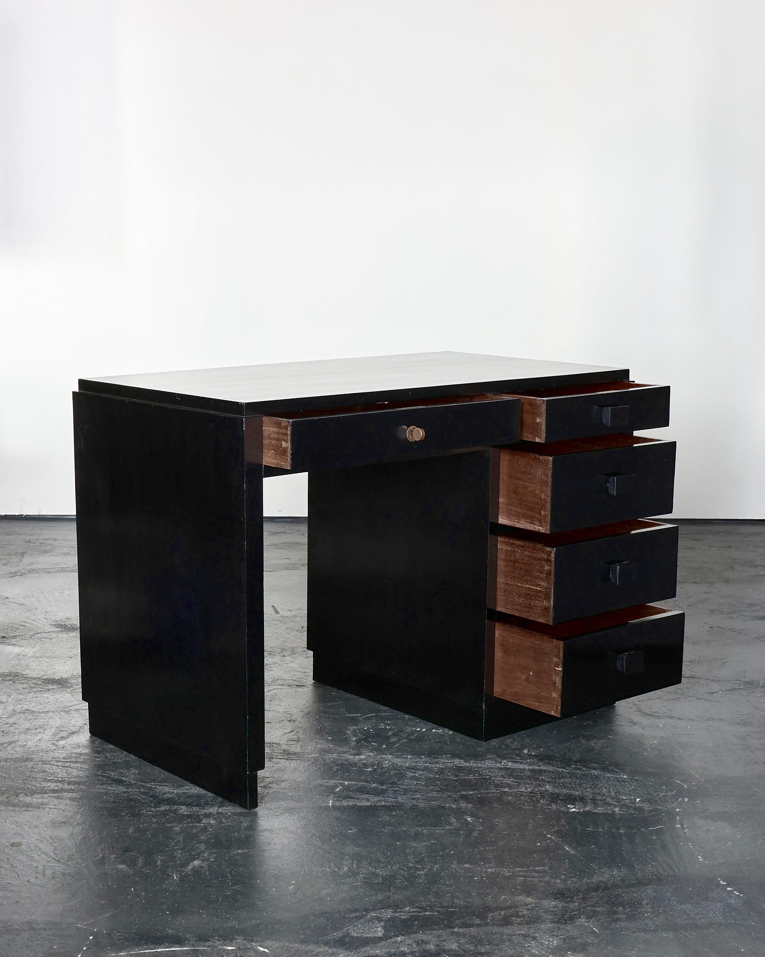 Mid-20th Century 40s French Ebonised Modernist Desk For Sale