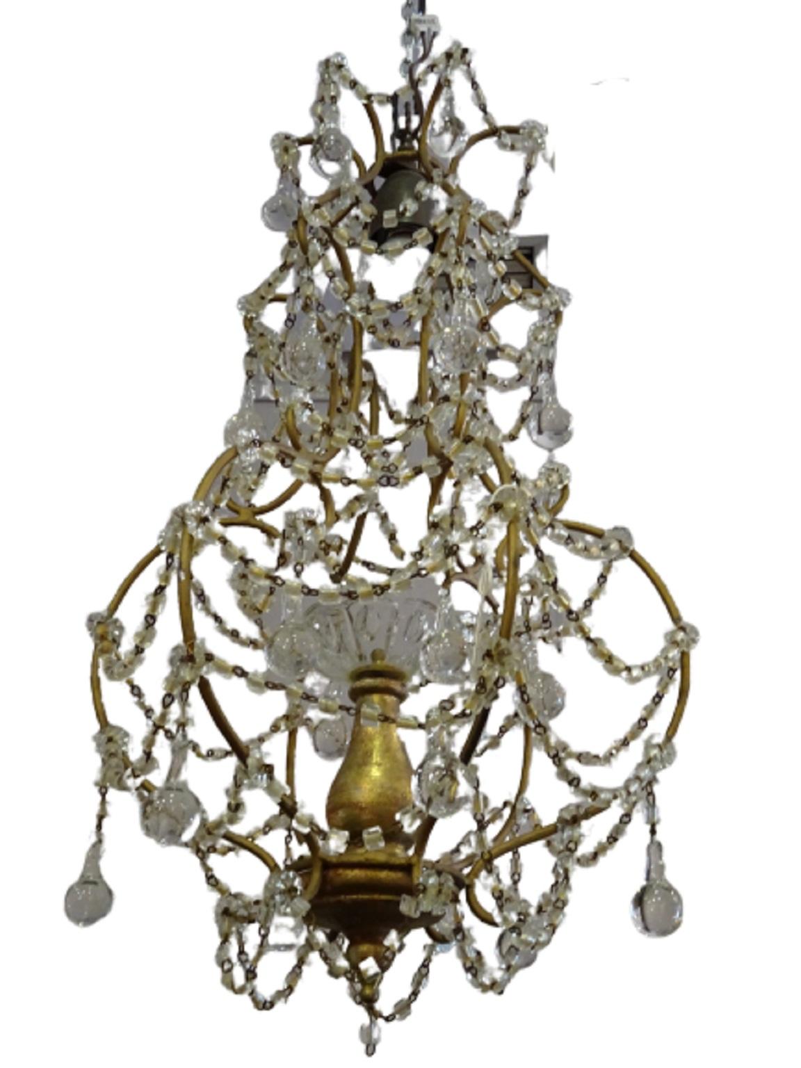 1940s Italian White Glass and Wood Louis XV Style Chandelier 11