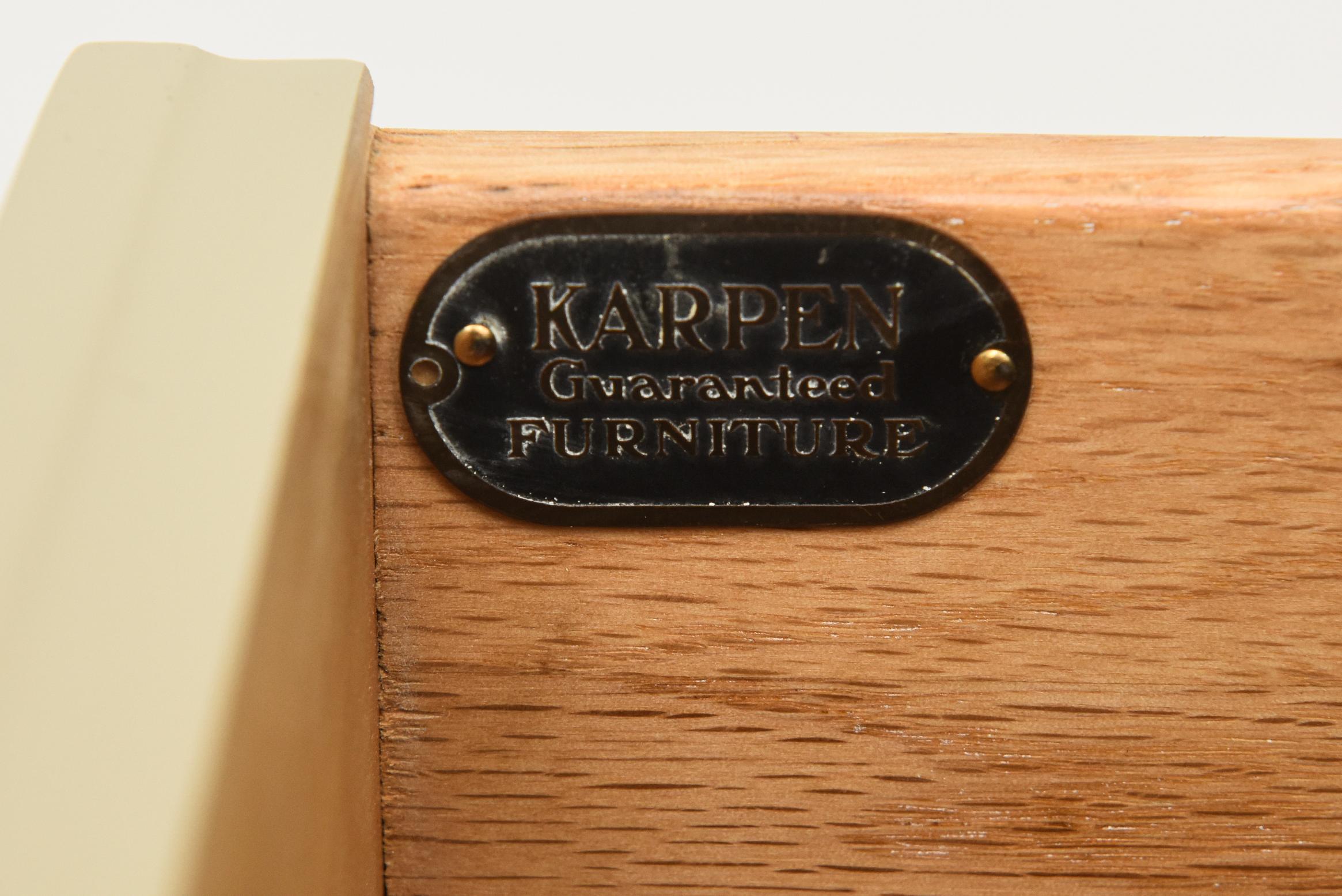 40s Karpen Bachelor Chests w/ Original Apple Green Ceramic Handles - 2 Available For Sale 1