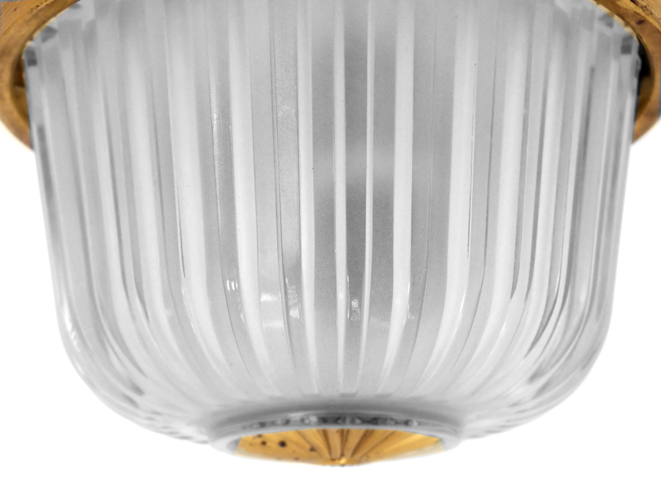 Italian 40s Livio Seguso Italy Ceiling or Wall Lamp in Pressed Crystal For Sale