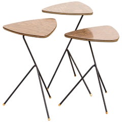 1940s Mathieu Mategot Side Tables Triangle for Artimeta Set/3