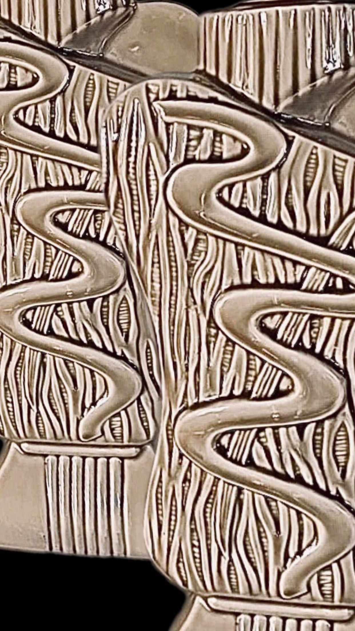 40s Pair Phil-Mar Style Art Deco Mid Century Modern Abstract Ceramic Table Lamps For Sale 3