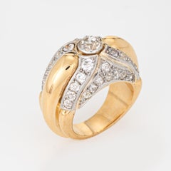 40s Portuguese 2.50ct Diamond Ring 19k Yellow Gold Platinum Band Sz 6.5 Jewelry