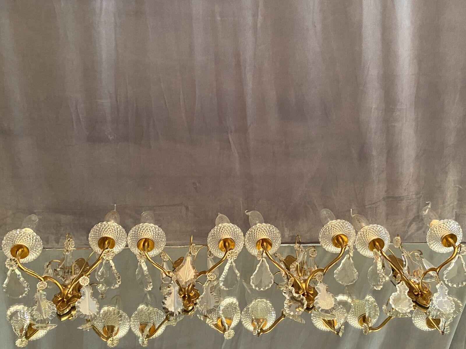 40s Set of 4 French Louis XV style Gilt Bronze/ Crystal Sconces attrib. Baccarat For Sale 7