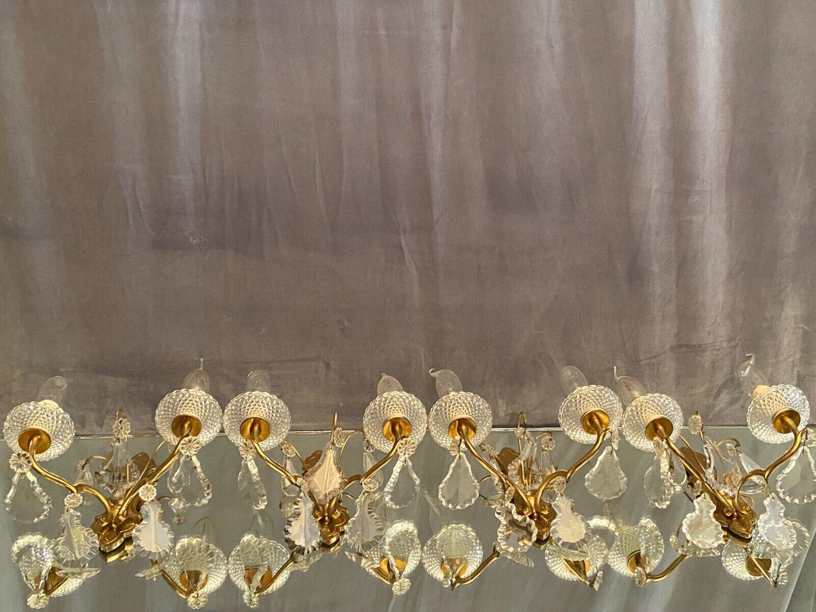 40s Set of 4 French Louis XV style Gilt Bronze/ Crystal Sconces attrib. Baccarat In Good Condition For Sale In Opa Locka, FL