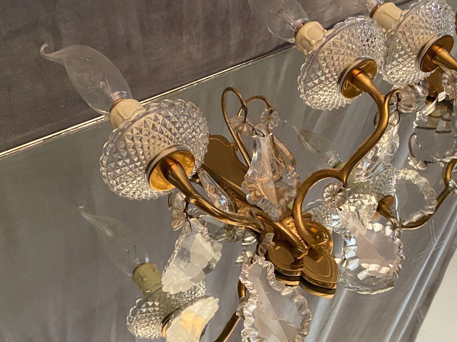 Mid-20th Century 40s Set of 4 French Louis XV style Gilt Bronze/ Crystal Sconces attrib. Baccarat For Sale