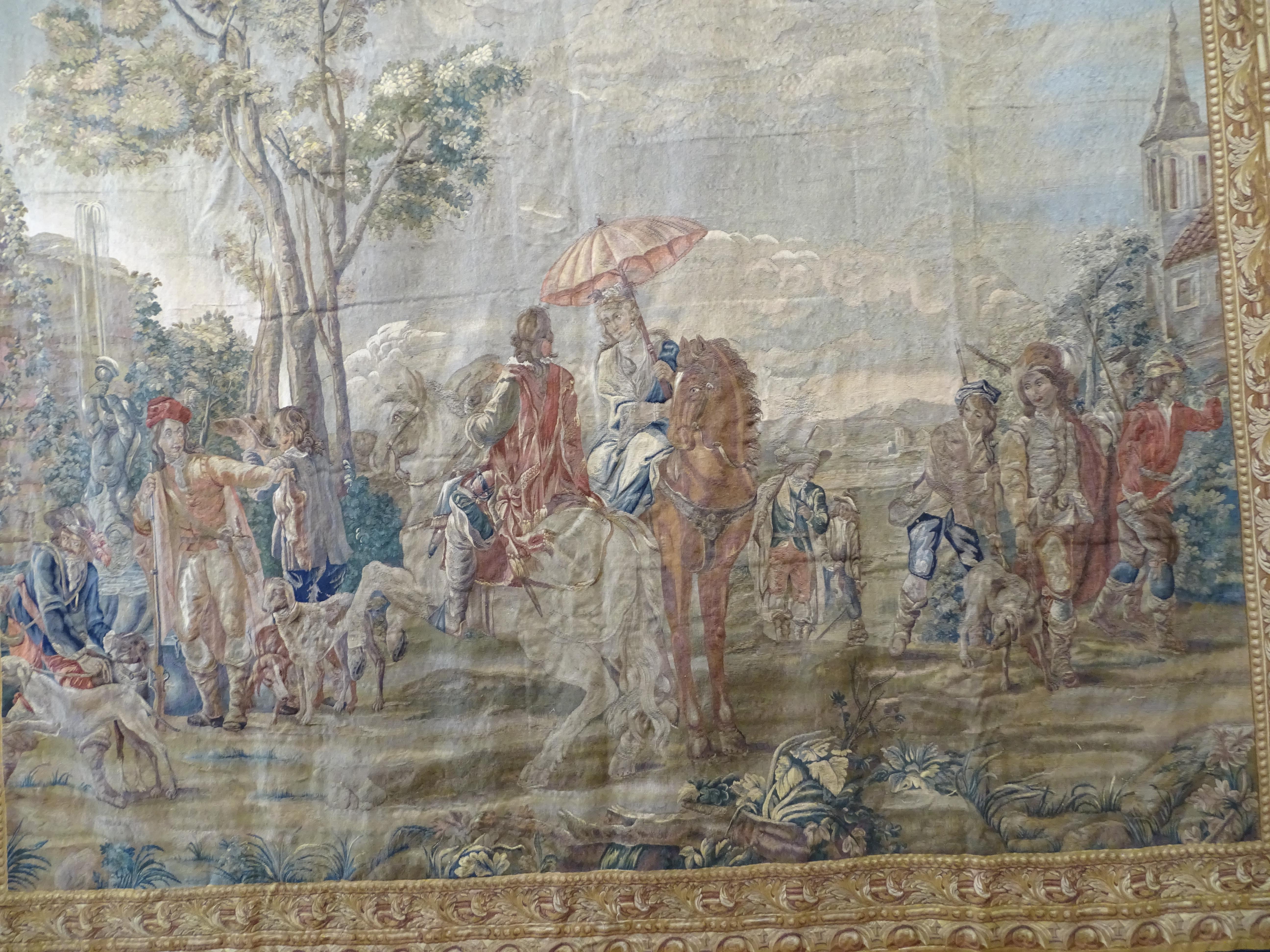 Mid-20th Century 40s Spanish Hand Sewn Tapestry Carpet in Wool