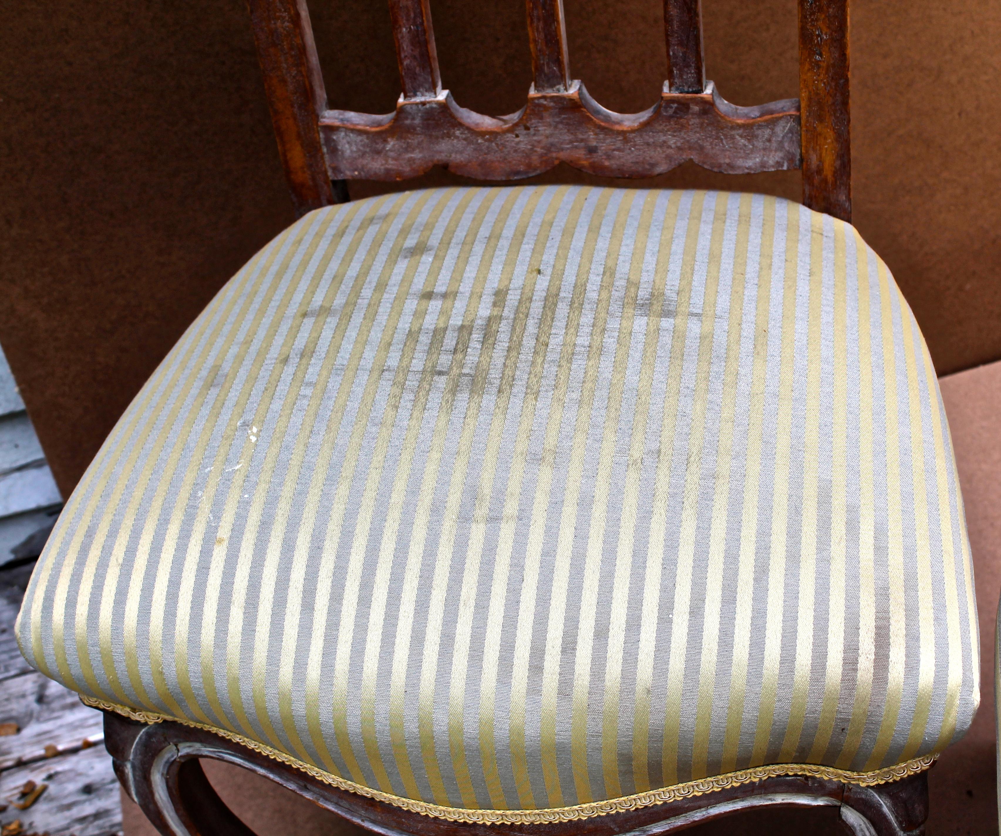 1940s White Limed Oak Side Chairs in Louis XV Style For Sale 4