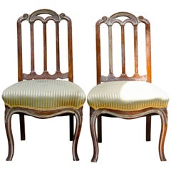 Chaises d'appoint en chêne blanc chauffé des années 1940 de style Louis XV