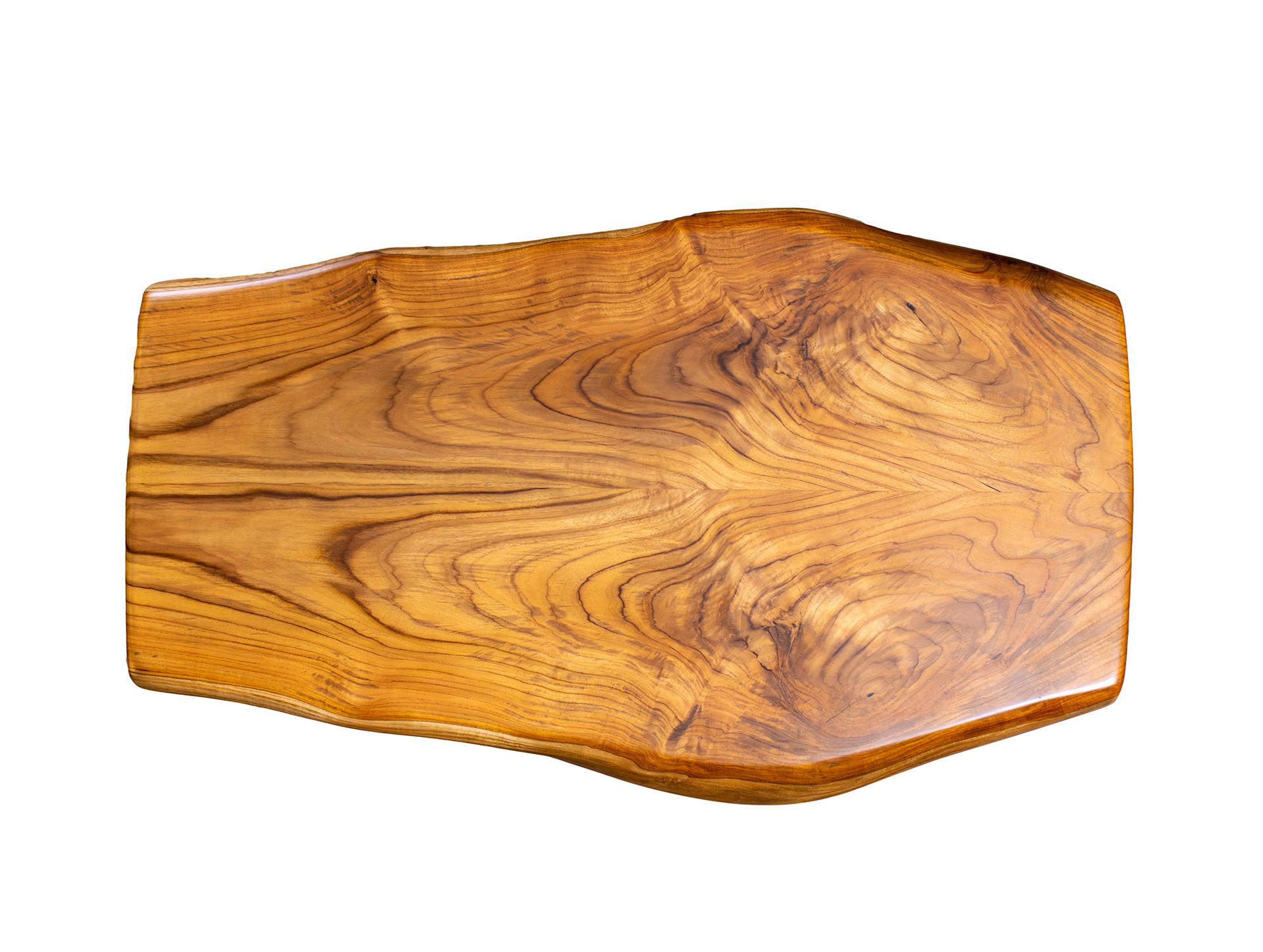 Thai Book-Match 100% Solid Teak Live Edge Bench in a Smooth Autumn Finish For Sale