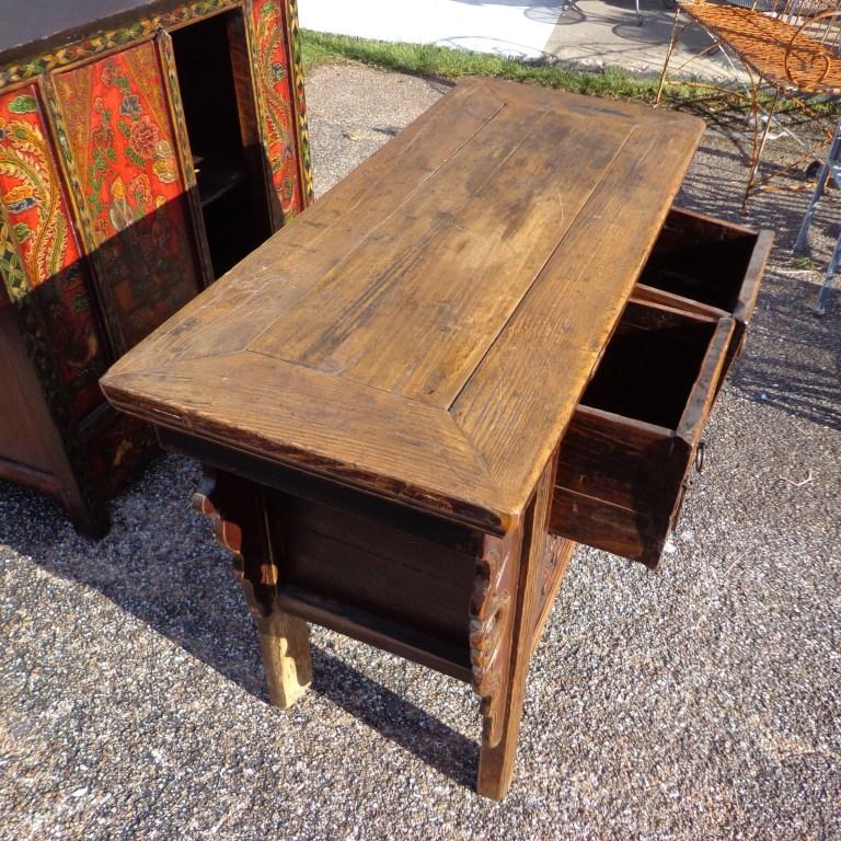 Elm 19th Century Qing Antique Chinese Alter Console For Sale