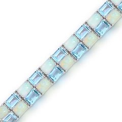 41-4/5 ct. Emerald-Cut Sky Blue Topaz and Octangle Opal Sterling Silver Bracelet