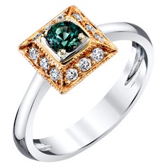 Alexandrite and Diamond Cocktail Ring in 18k White and Rose Gold, .41 Carat