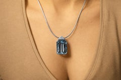 41 Carat Aquamarine in 18k Whitegold Necklace with Poetry by Alexander Leyser