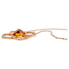 4,1 Karat Cabochon  Citrin 0,86 Karat VS G Farbe Diamanten Roségold Halskette