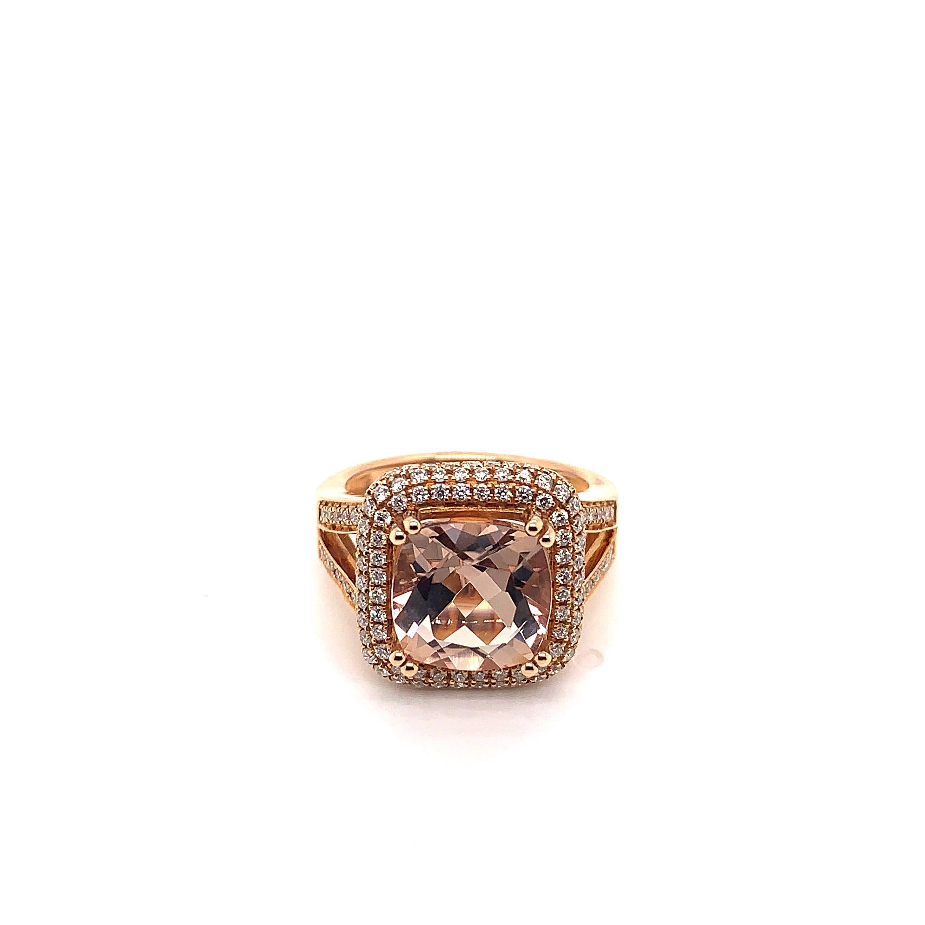 Sunita Nahata Morganit 4.10ct. Fancy Ring aus 18KRG mit Diamant. (Zeitgenössisch) im Angebot