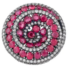 4.1 Carat Diamond and Ruby Cocktail Ring
