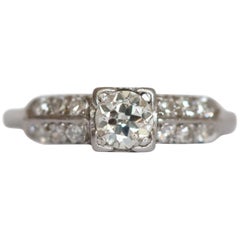 Antique .41 Carat Diamond Platinum Wedding Band