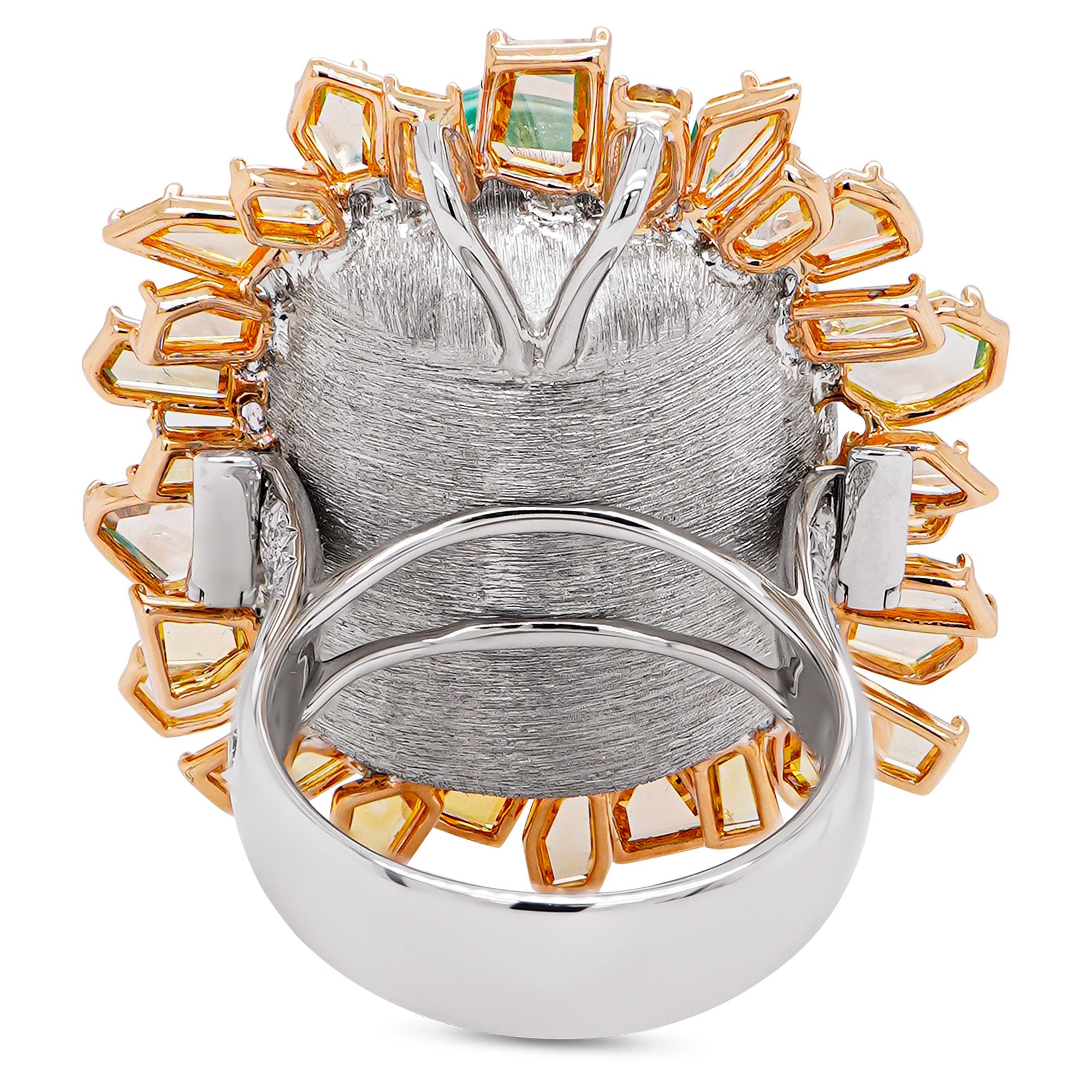 Emerald Cut 41 Carat Emerald & 4.37 Carat Fancy Color Diamond 