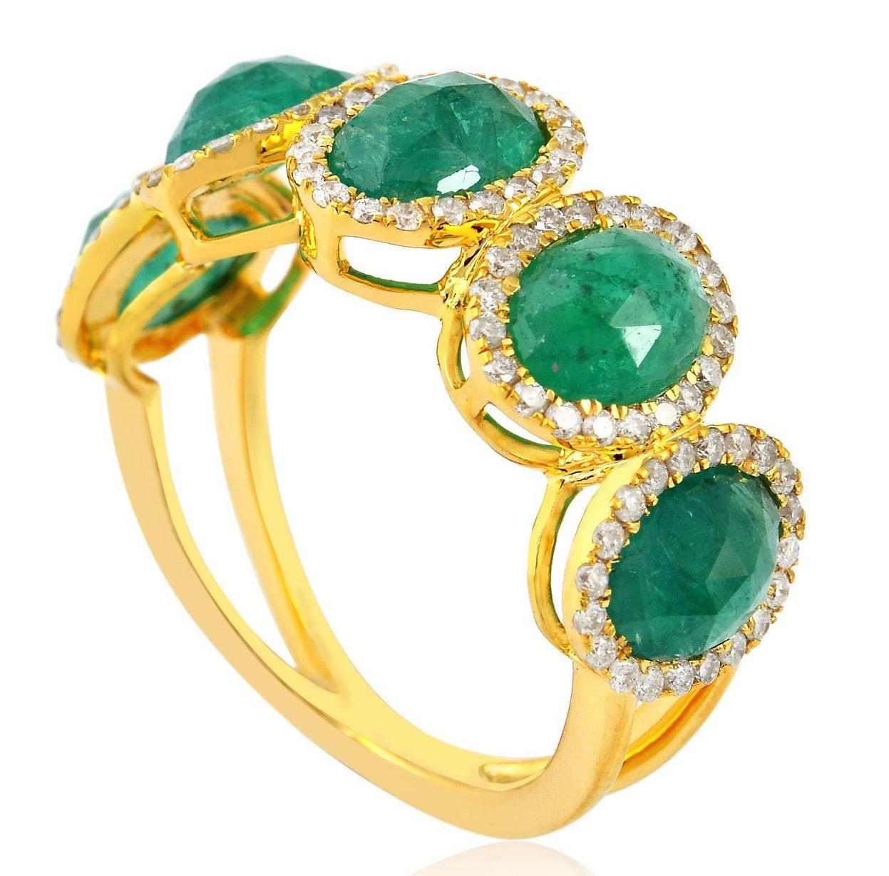 For Sale:  4.1 Carat Emerald Diamond 18 Karat Gold Ring 4