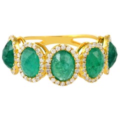 4.1 Carat Emerald Diamond 18 Karat Gold Ring