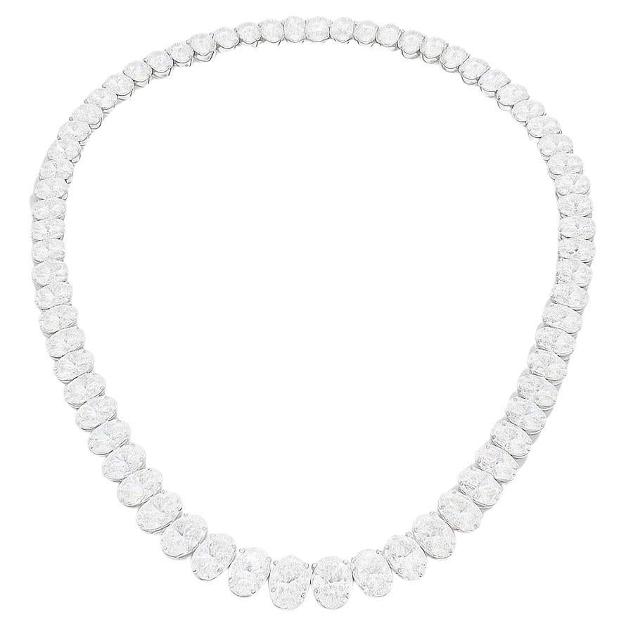 Collar de Tenis con Diamantes de Corte Oval Certificado GIA de 41 Quilates en Nuevo estado para la venta en Chicago, IL