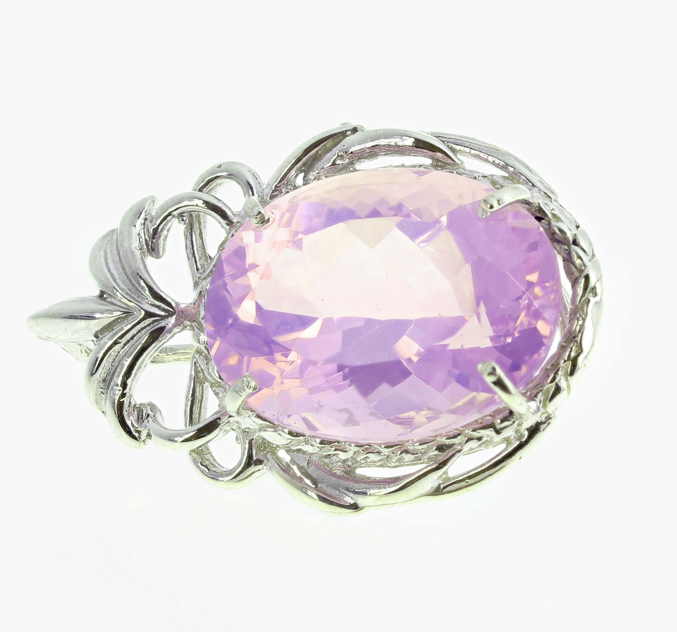 Oval Cut AJD Beautiful RARE 41 Cts of Natural Lavender Amethyst Sterling Pendant For Sale
