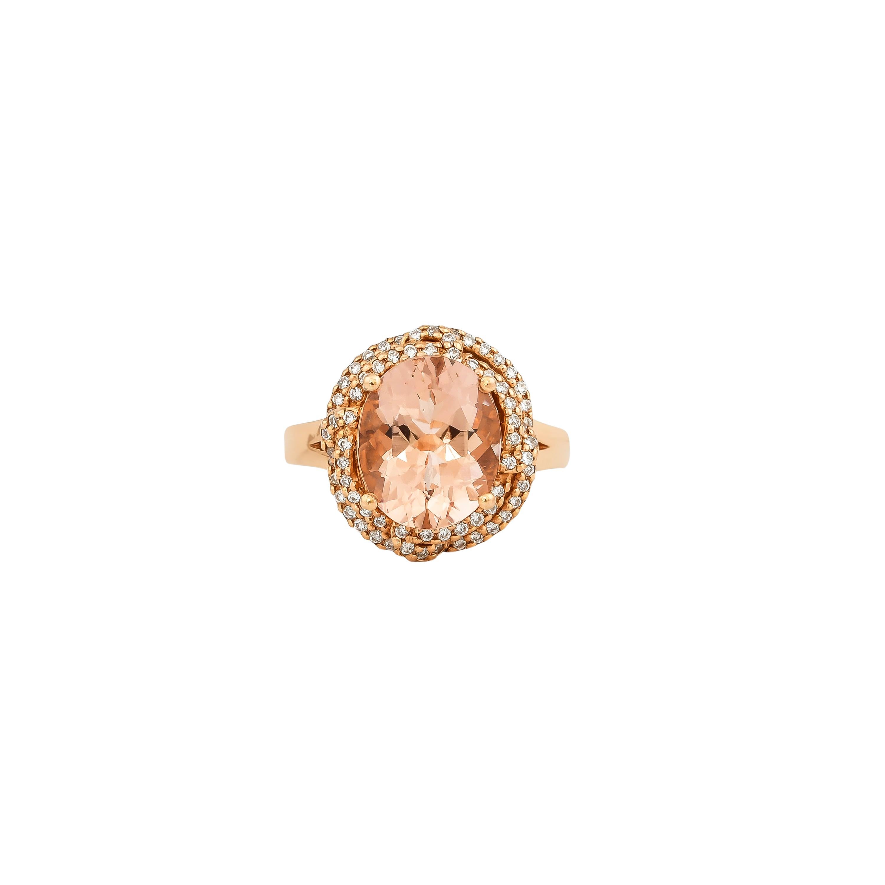 Sunita Nahata Ring aus 18 Karat Roségold mit 4,10 Karat Morganit und Diamanten Damen im Angebot
