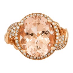 Bague en or rose 18 carats avec Morganite de 4,1 carats et diamants