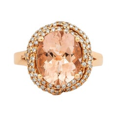Sunita Nahata Morganita 4.10ct. Anillo de fantasía en oro rosa de 18 quilates con diamante.