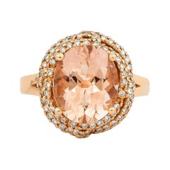 4,1 Karat Morganit und Diamant-Ring aus 18 Karat Roségold