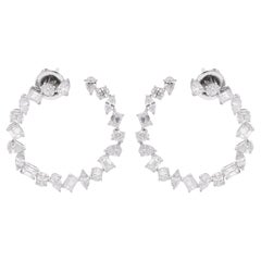 4.1 Carat Multi Shape Diamond Hoop Earrings 18 Karat White Gold Handmade Jewelry