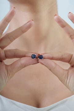 4.1 Carat Natural Blue Sapphire Toi et Moi Statement Ring in 18K White Gold