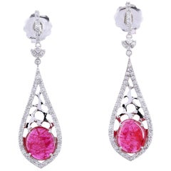 4.1 Carat Ruby Diamond 18 Karat Gold Earrings