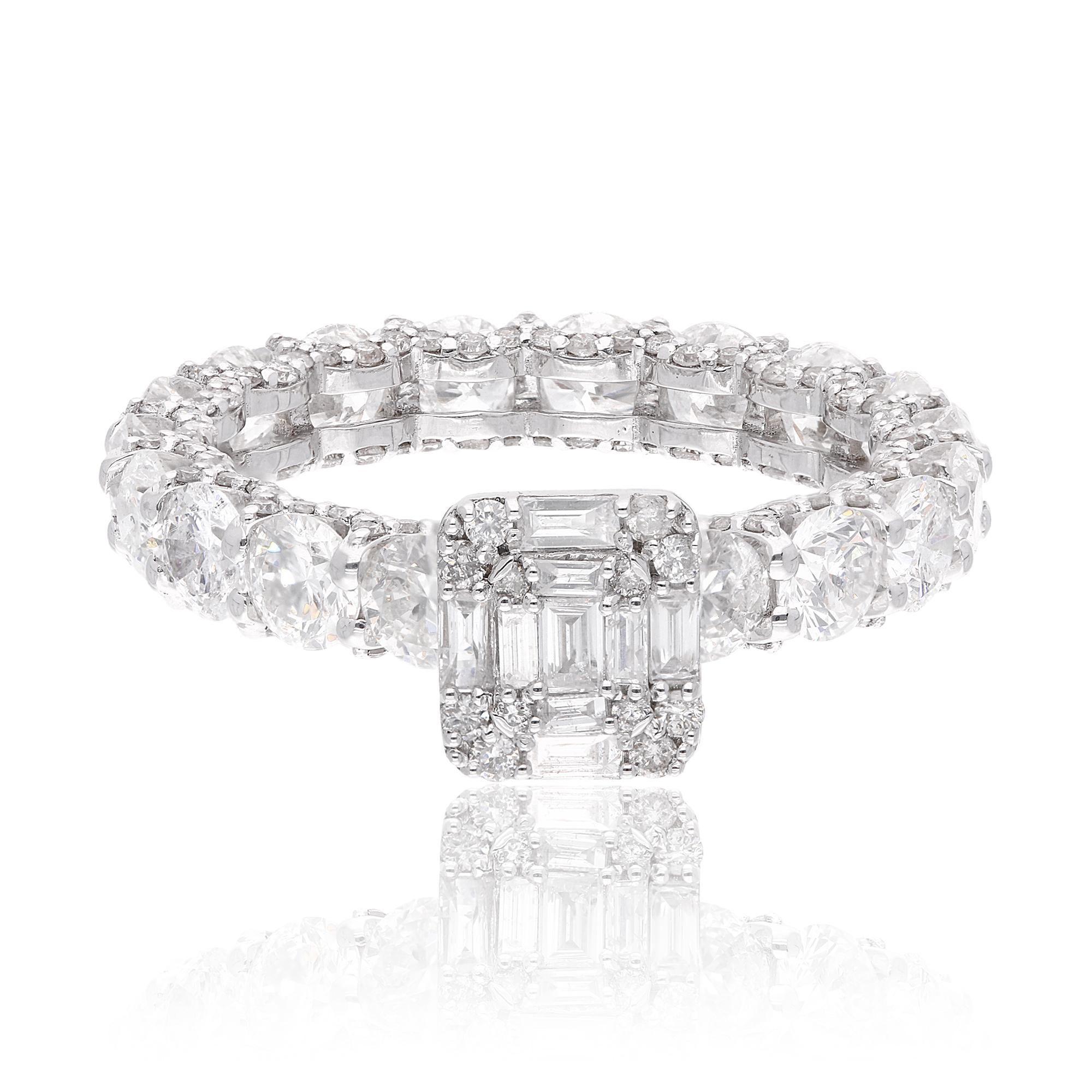 En venta: Anillo de compromiso con racimo de diamantes SI/H de 4,1 quilates Banda ovalada de diamantes Oro blanco 14k  7