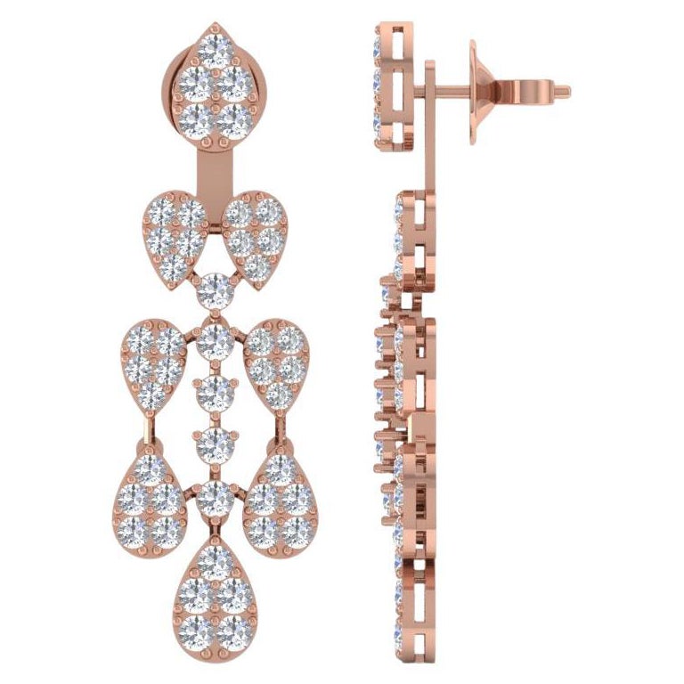 4,1 Karat SI/H Diamant-Ohrringe aus 14 Karat Roségold mit rundem Brillantschliff