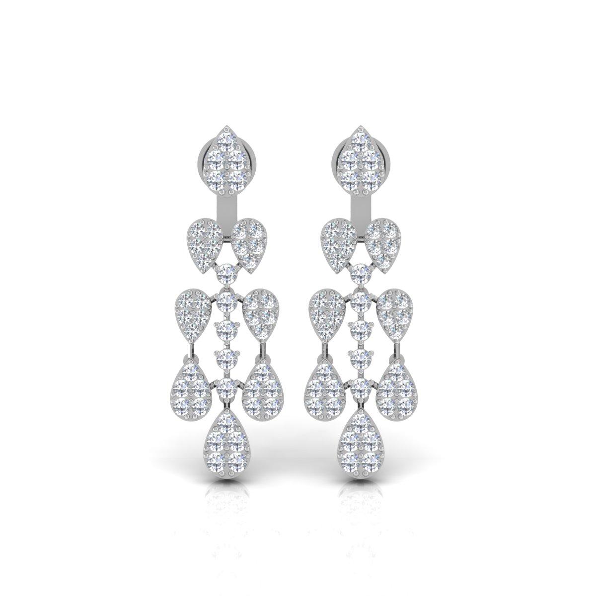 Round Cut 4.1 Carat SI/H Round Brilliant Cut Diamond Earrings 14 Karat White Gold Jewelry For Sale