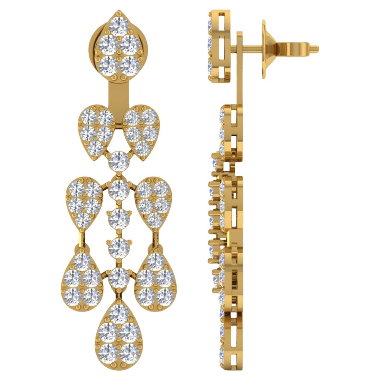 4,1 Carati SI/H Orecchini di diamanti taglio brillante rotondo Gioielli in oro giallo 14 carati