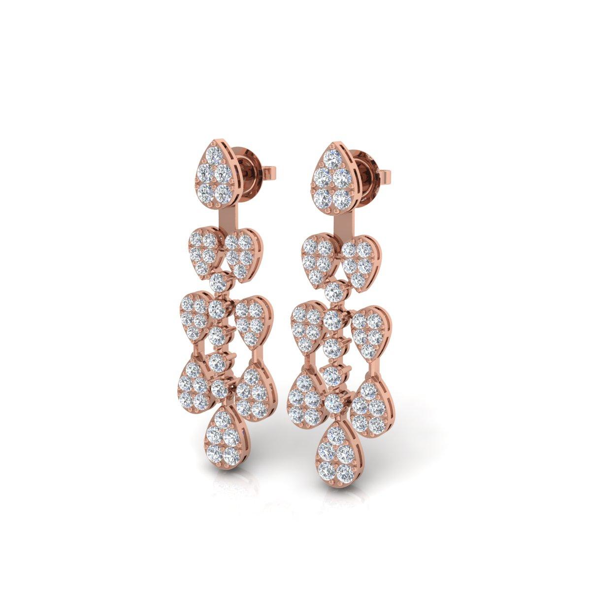 4,1 Karat SI/H Diamant-Ohrringe aus 18 Karat Roségold mit rundem Brillantschliff (Moderne) im Angebot