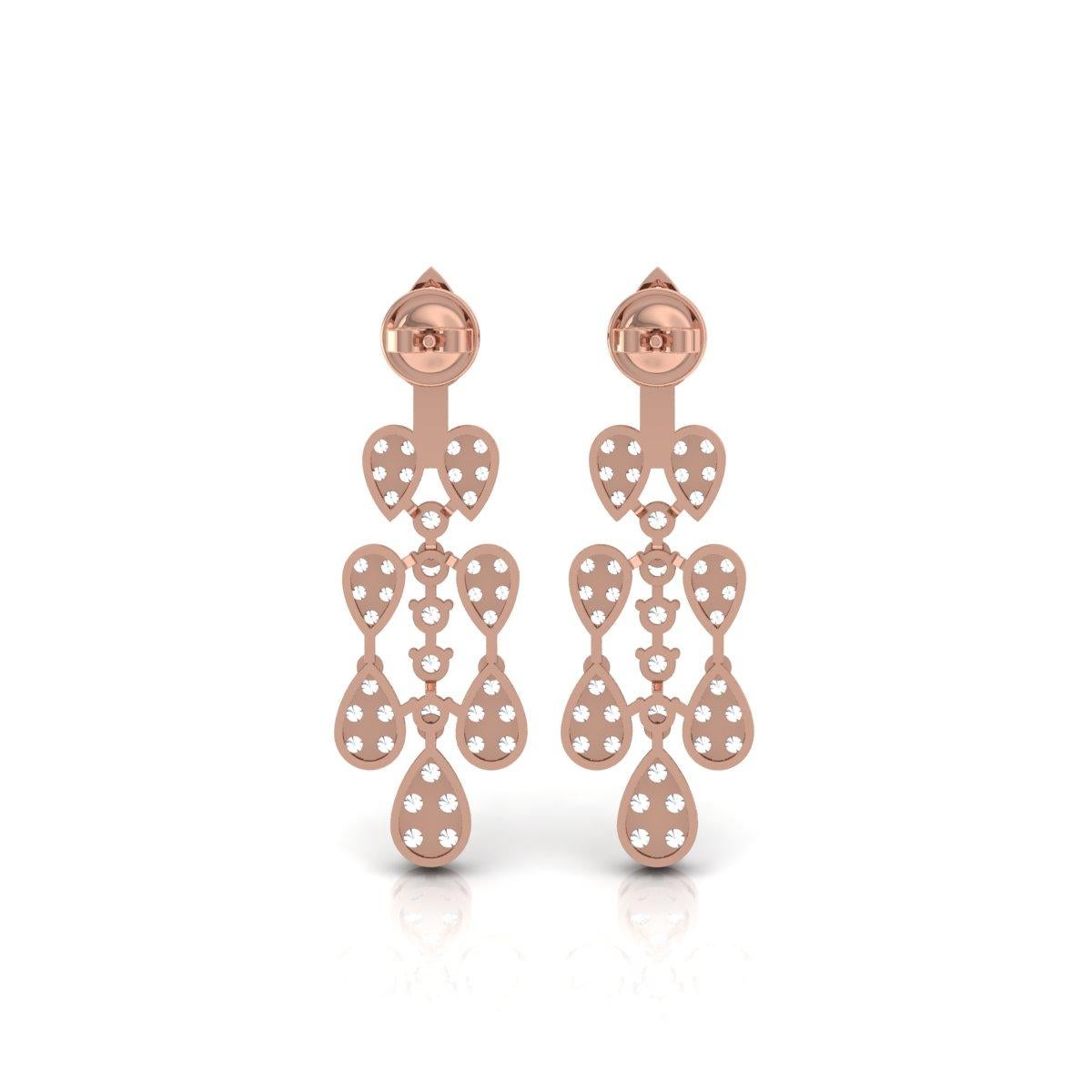 4,1 Karat SI/H Diamant-Ohrringe aus 18 Karat Roségold mit rundem Brillantschliff (Rundschliff) im Angebot