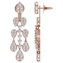 4.1 Carat SI/H Round Brilliant Cut Diamond Earrings 18 Karat Rose Gold Jewelry
