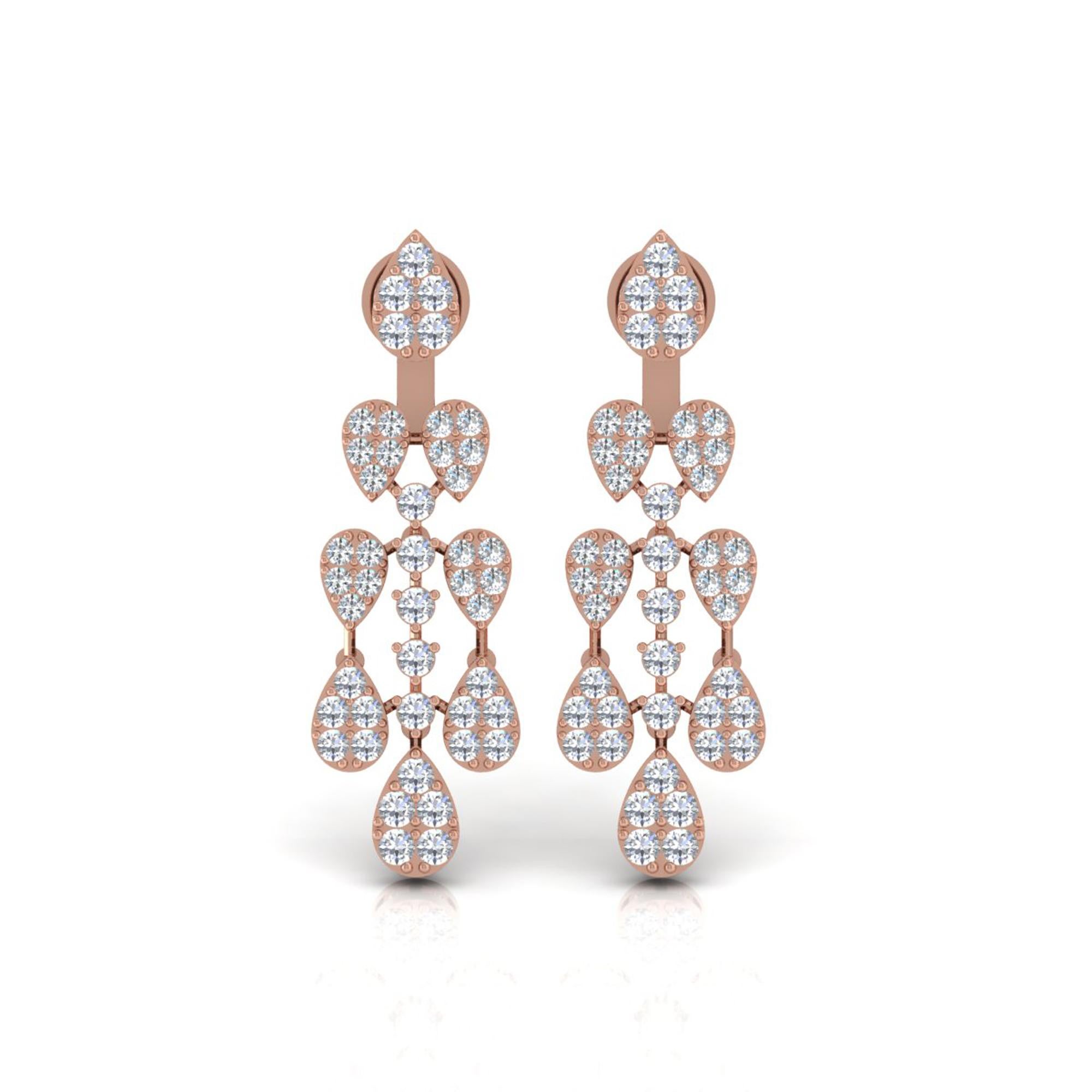 4.1 Carat SI/H Round Brilliant Cut Diamond Earrings 18 Karat Rose Gold Jewelry