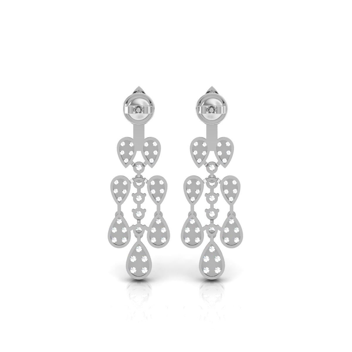 Pendientes de diamantes talla brillante redonda SI/H de 4,1 quilates Joyas de oro blanco de 18 quilates Moderno en venta