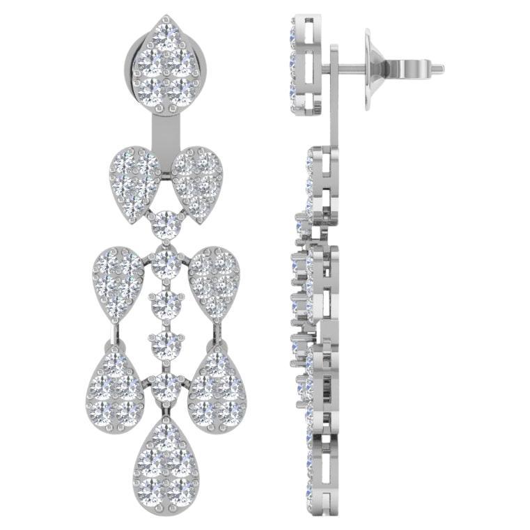 4.1 Carat SI/H Round Brilliant Cut Diamond Earrings 18 Karat White Gold Jewelry