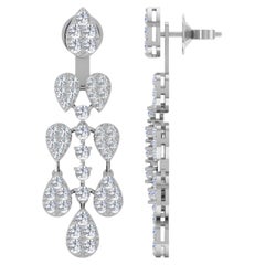 Pendientes de diamantes talla brillante redonda SI/H de 4,1 quilates Joyas de oro blanco de 18 quilates