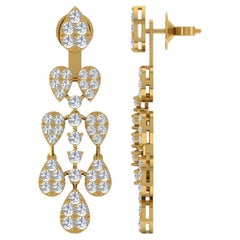 4.1 Carat SI/H Round Brilliant Cut Diamond Earrings 18 Karat Yellow Gold Jewelry