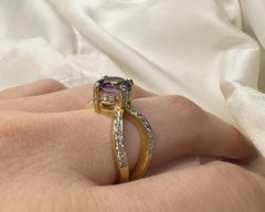 4.1 ct Purple Spinel and Diamond 18K Gold Split Shank Ring