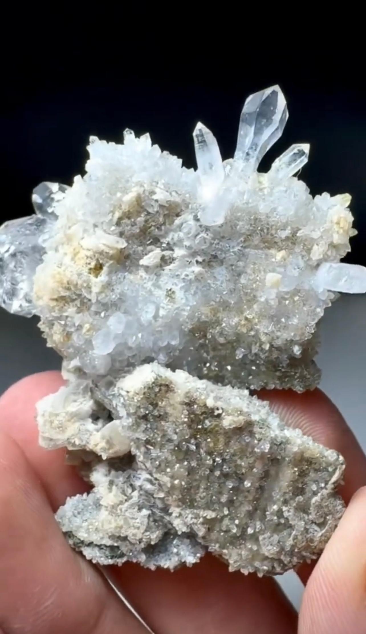 Adam Style 41 Grams Clear Diamond Quartz Crystals On Yellow Druzy Calcite From Pakistan For Sale