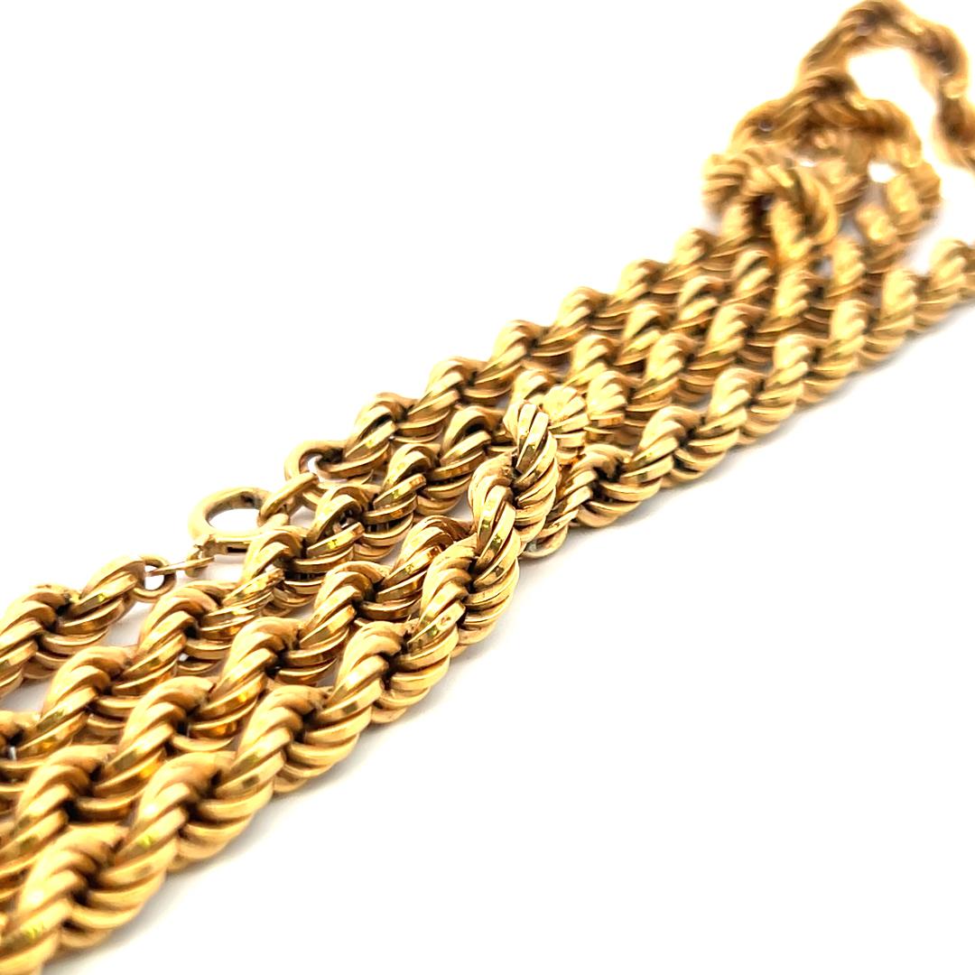 Collar de cadena de cuerda de oro amarillo de 18 quilates vintage de 51,10 gramos y 41 pulgadas en venta 2